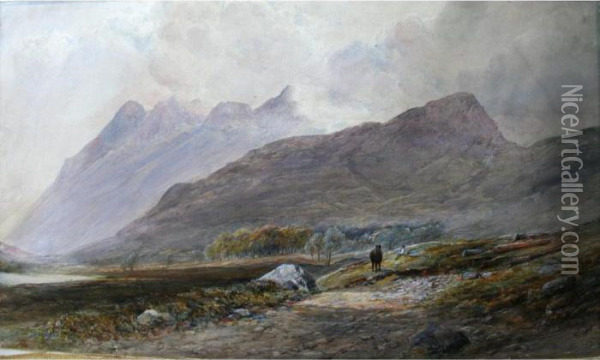 Mountain Landscape With A Man And A Horse Oil Painting - Edward Tucker