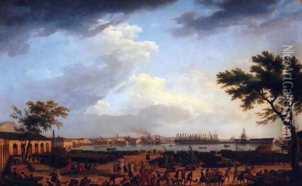 First view of the port of Toulon, for the Port-Neuf taken at the corner of Park artillery Oil Painting - Claude-joseph Vernet