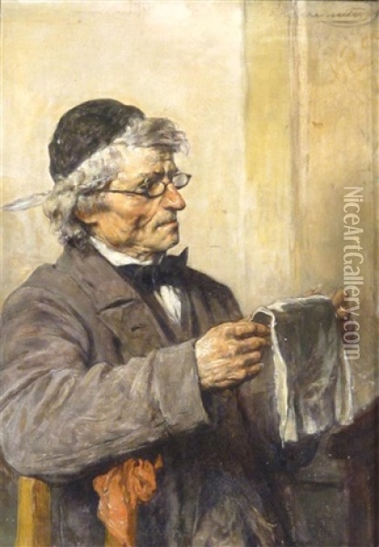 Reading The News Oil Painting - Hugo Kotschenreiter