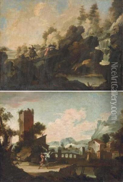 A Rocky River Landscape With Balaam And The Angel Oil Painting - Pedro De Orrente