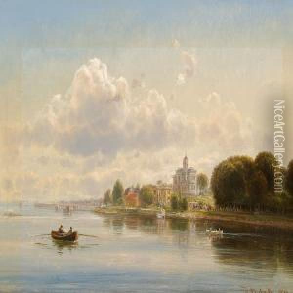 Hvidore Oil Painting - Ferdinand Reichardt