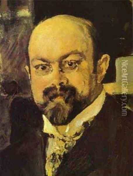 Portrait Of Mikhail Abramovich Morozov Detail 1902 Oil Painting - Valentin Aleksandrovich Serov