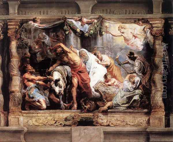 The Victory of Eucharistic Truth over Heresy c. 1626 Oil Painting - Peter Paul Rubens