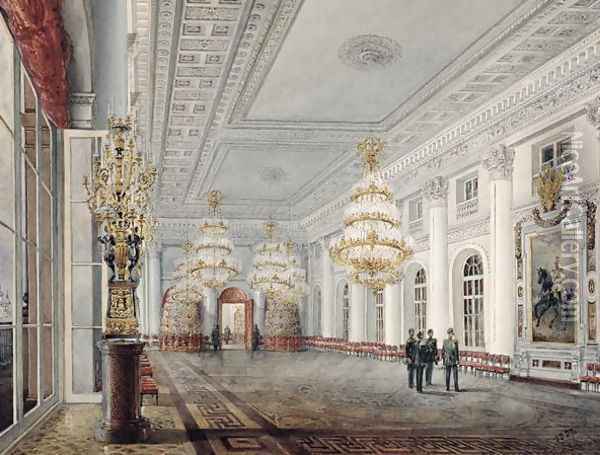 The Great Hall, Winter Palace, St. Petersburg, 1837 Oil Painting - Vasili Semenovich Sadovnikov