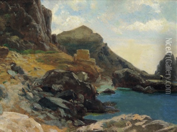 Motiv Aus Capri Oil Painting - Leopold Rottmann