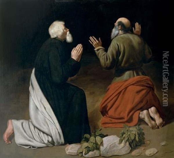 Two Apostles Oil Painting - Michelangelo Merisi Da Caravaggio