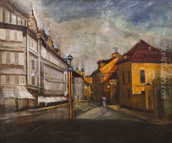 Karmelitska Ulice Oil Painting - Frantisek Seraf Hnatek
