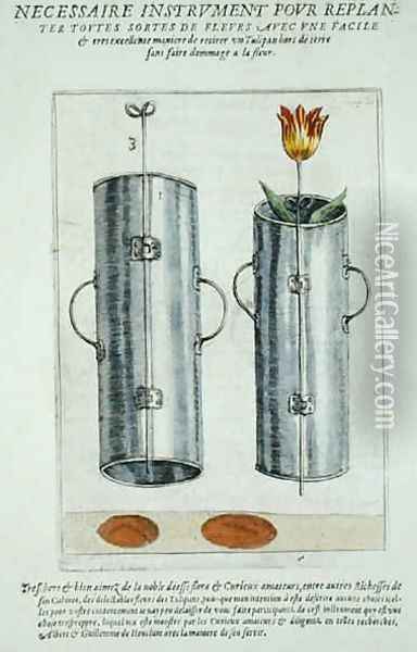 Device for re-planting flowers, from Hortus Floridus, published 1614-15 Oil Painting - Crispijn van de Passe
