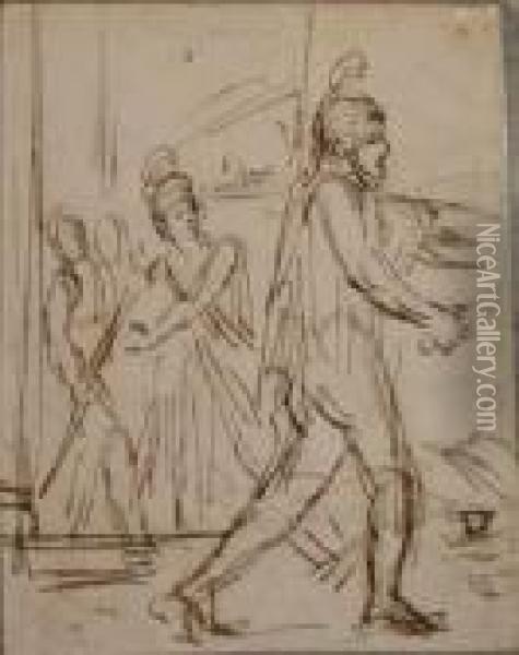 Sketch Of Classical Scene Oil Painting - Bartolomeo Pinelli