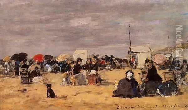 Trouville Beach Scene 1884 Oil Painting - Eugene Boudin
