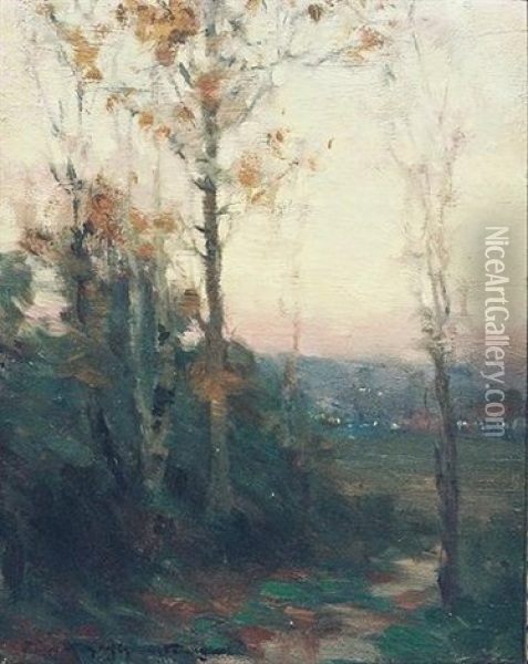 Sunrise Over A Rural Village Oil Painting - Elizabeth Annie Mcgillivray Knowles