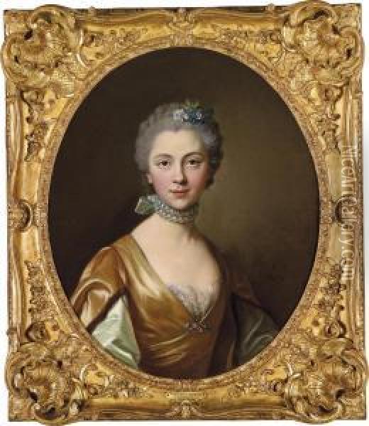 Portraitof An Elegant Young Lady Oil Painting - Louis-Michel Van Loo