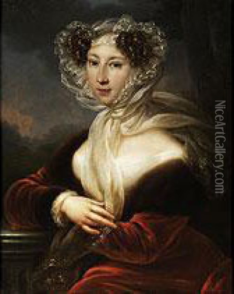 Portrait Einer Jungen Dame Oil Painting - Johann Baptist Ii Lampi