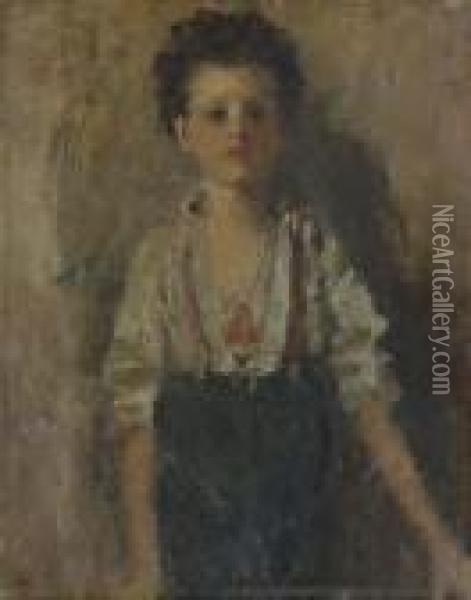 A Young Boy ('lo Scugnizzo') Oil Painting - Antonio Mancini