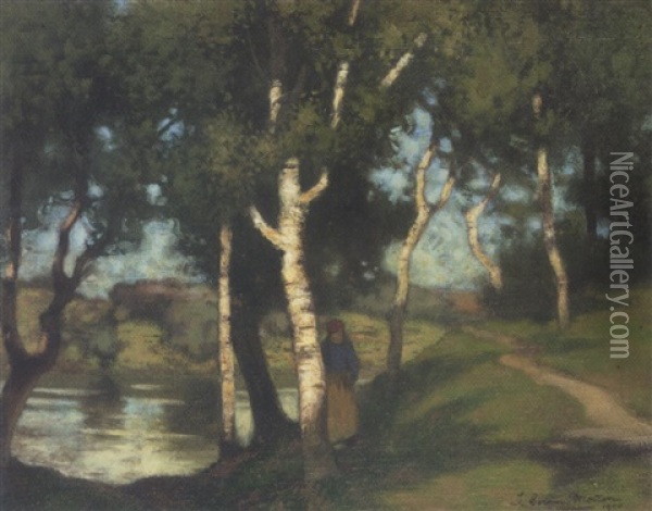 A Woodland Path At Dusk Oil Painting - Thomas Corson Morton