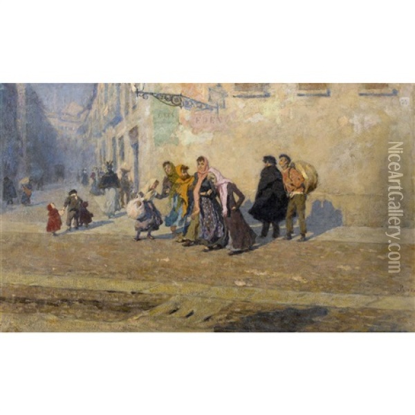 A Bottega / Andando Al Mercato Oil Painting - Luigi Rossi