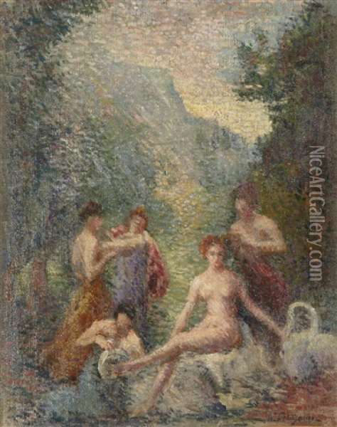 Le Bain Des Nymphes Oil Painting - Hippolyte Petitjean