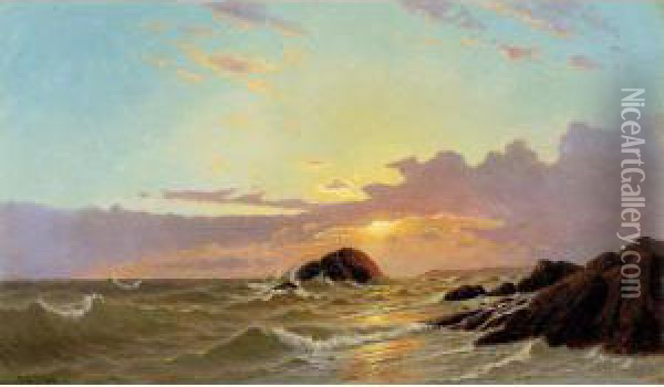 Off Newport, Rhode Island Oil Painting - Francis Augustus Silva
