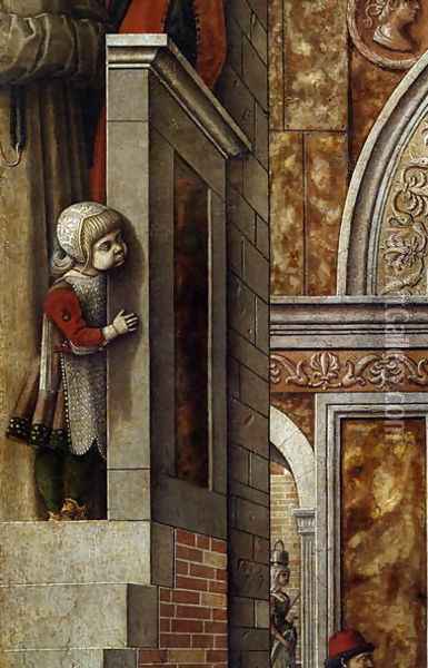 The Annunciation with St. Emidius, 1486 (detail 1) Oil Painting - Carlo Crivelli