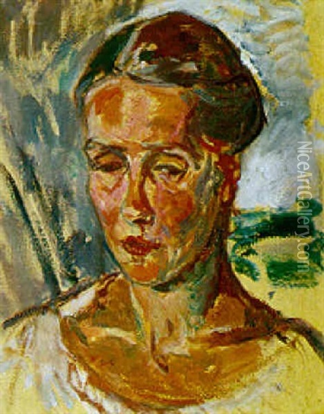 Portrait Einer Frau Mit Hochgestecktem Haar Oil Painting - Broncia Koller-Pinell