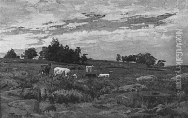 Cows In Pasture Oil Painting - Thomas Allen Jr.