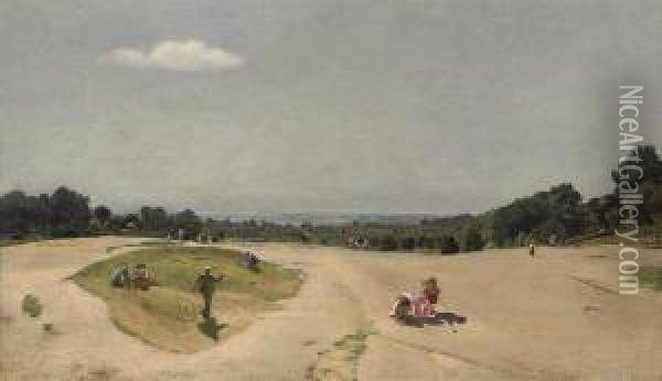 Cricket On Hampstead Heath Oil Painting - Charles Walker