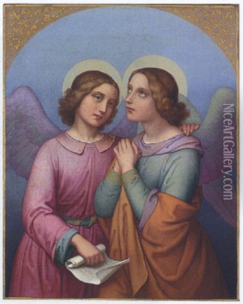 Zwei Betende Engel Oil Painting - Maria (Anna Maria) Ellenrieder