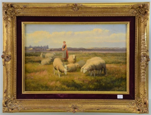 La Bergere Oil Painting - Jef Louis Van Leemputten
