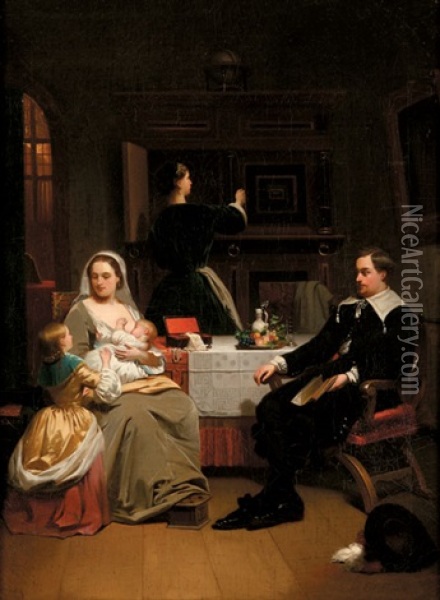 A Domestic Interior Oil Painting - Hendrik Hollander