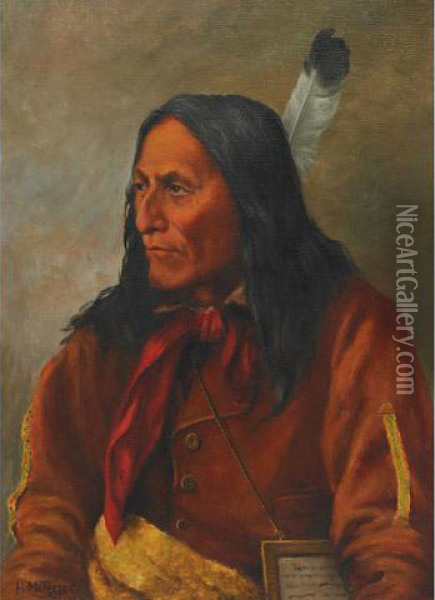 Chief Crowfoot, Blackfoot Oil Painting - Henry Metzger