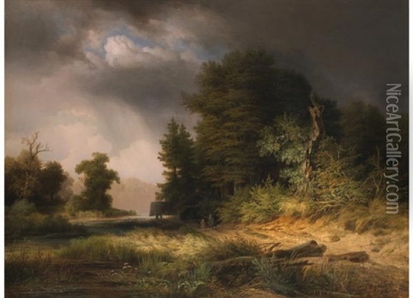 Waldlandschaft Nach Dem Gewitter Oil Painting - August Rosenthal