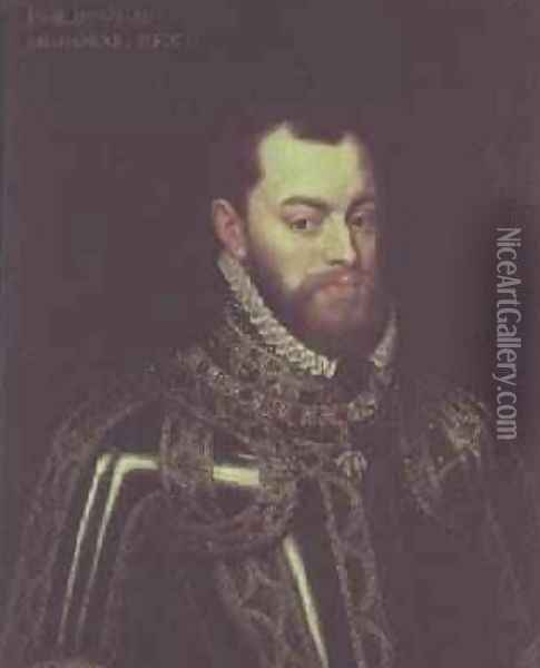 Portrait of King Philip II of Spain 1527-98 Oil Painting - Juan Pantoja de la Cruz
