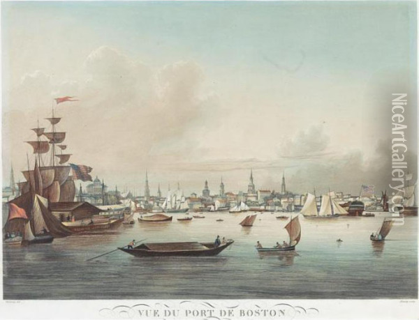Vue Du Port De Boston Oil Painting - Ambroise-Louis Garneray