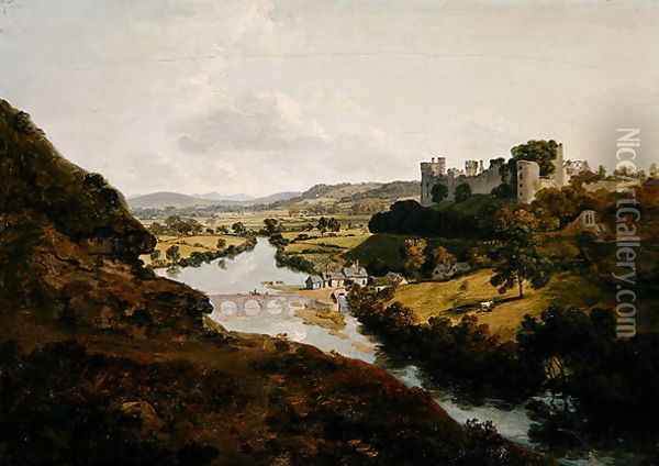 Ludlow Castle Shropshire Oil Painting - Julius Caesar Ibbetson