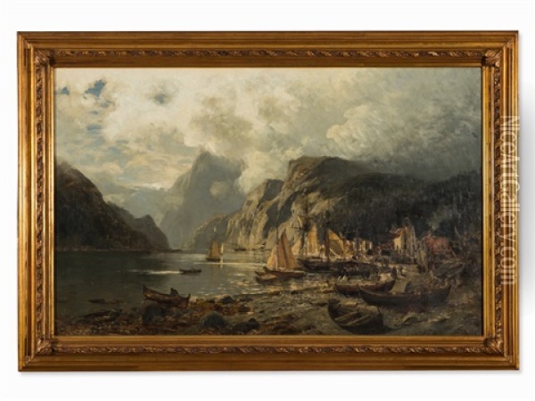 Fjord Oil Painting - Karl Paul Themistocles von Eckenbrecher