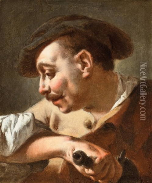 Head Of A Man Oil Painting - Giovanni Battista Piazzetta