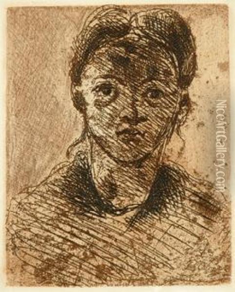 Head Of A Young Girl Oil Painting - Paul Cezanne