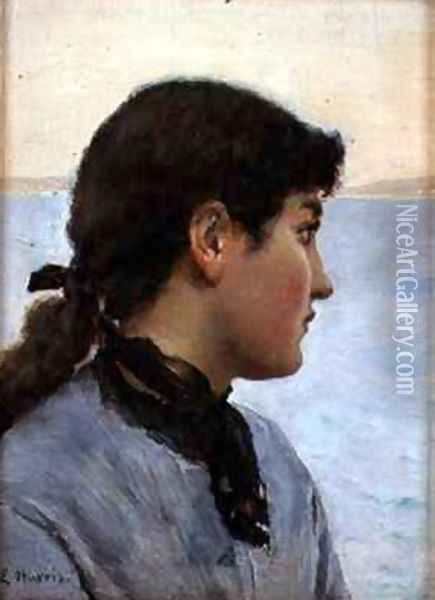 A Fishergirl Newlyn Oil Painting - Edwin Harris