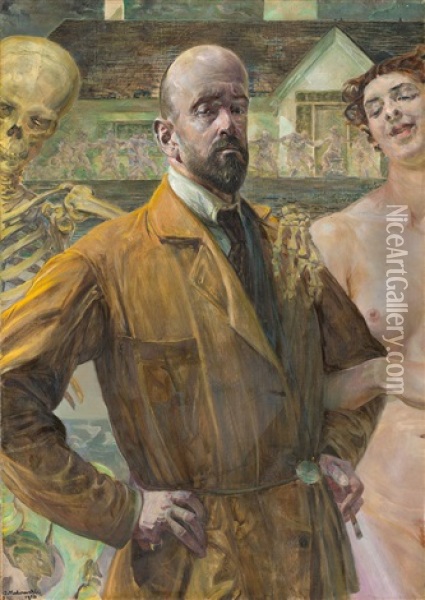 Autoportret - Zycie I Smierc Oil Painting - Jacek Malczewski