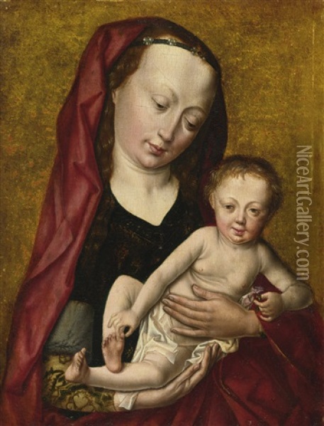 Virgin And Child Holding A Carnation Oil Painting - Dieric Bouts the Younger