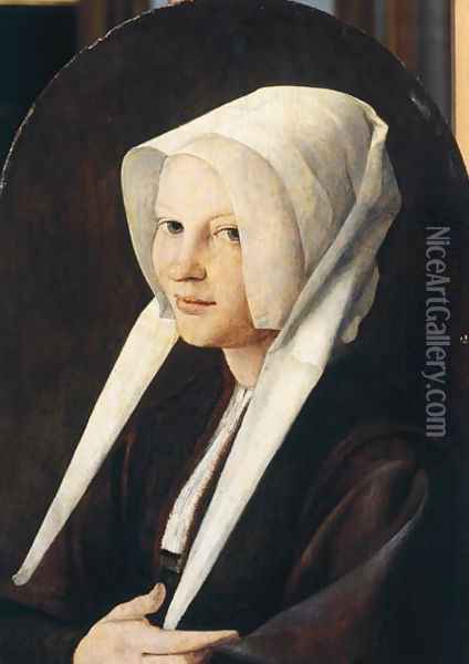 Portrait of Agata von Schooven Oil Painting - Jan Van Scorel