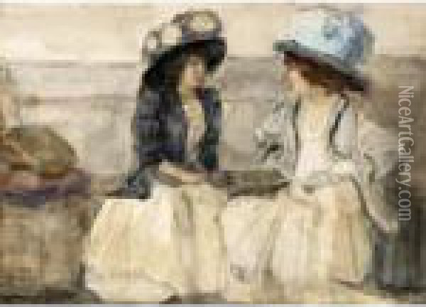 Elegant Ladies Conversing Oil Painting - Isaac Israels