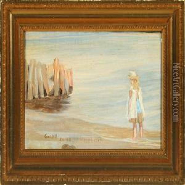 Young Girl On The Beach,smidstrup Oil Painting - Gerhard Lichtenberg Blom