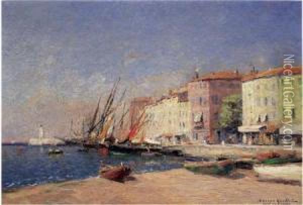 Port De Cannes Oil Painting - Gaston-Marie-Anatole Roullet
