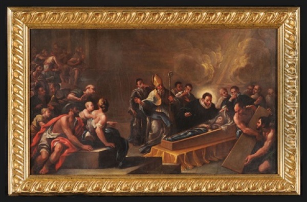 San Francesco Borgia Davanti Al Corpo Della Regina Isabella Di Castiglia Oil Painting - Paolo de Matteis