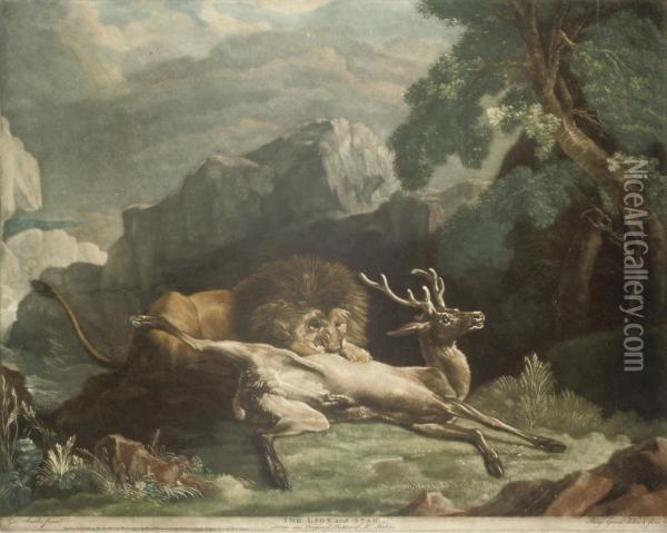 The Lion And The Stag Oil Painting - Benjamin Green