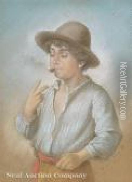 Young Boy With Acigar Oil Painting - Eugene de Blaas