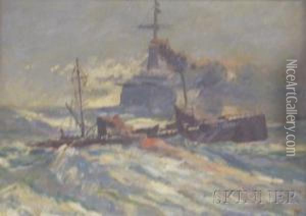 Marine Scene Oil Painting - Laszlo Kezdi Kovacs