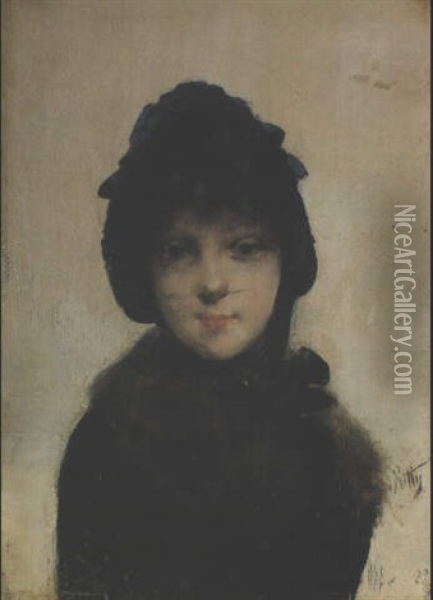 Femme A La Voilette Oil Painting - Giuseppe de Nittis