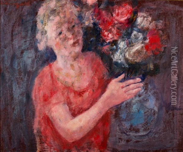 Dziewczyna Z Kwiatami Oil Painting - Joachim Weingart